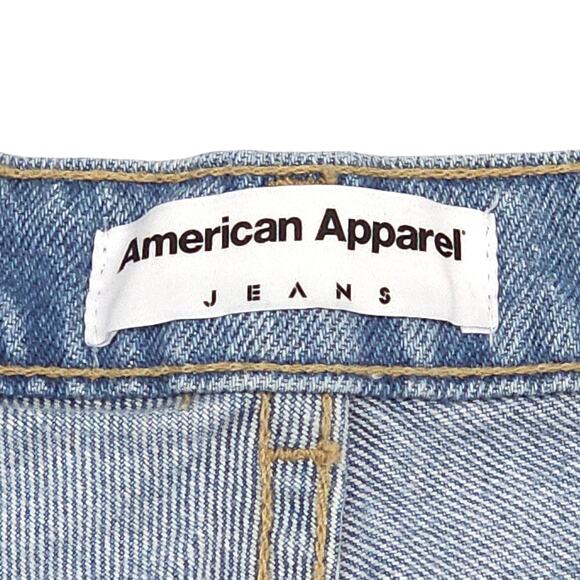 American Apparel Denim Shorts Womens 27 High Rise Cuffed Jorts USA Made Blued - Picture 8 of 13